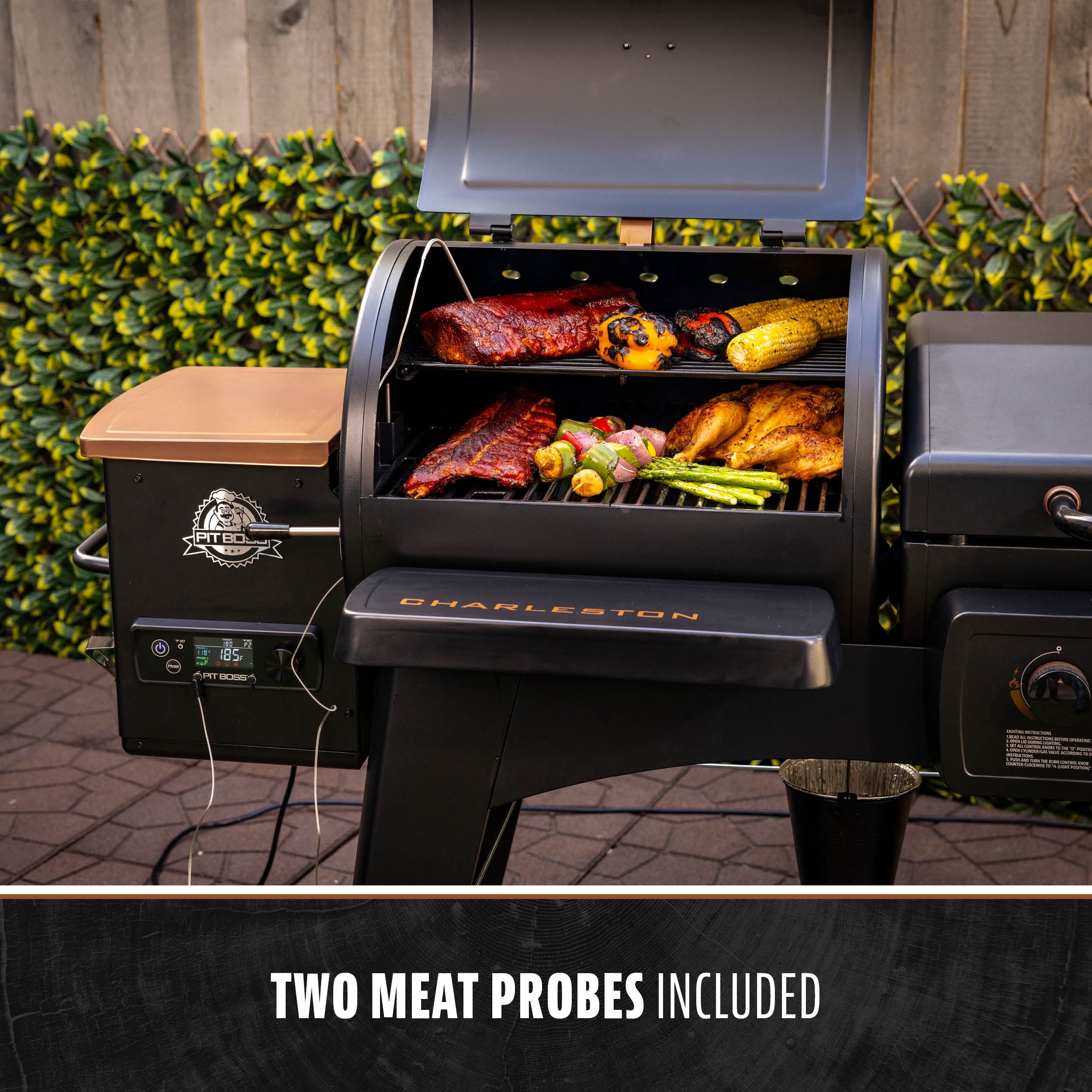 Pit Boss Combo Grill, Charleston 1020 Square inch Pellet Grill and Gas Griddle, Onyx Series