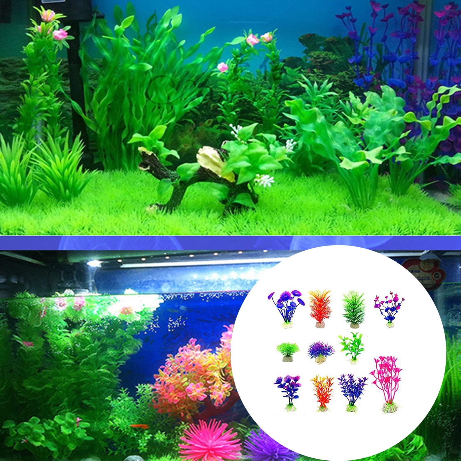 Aquatic Planet 6 PACK Artificial Large Tall Long Plastic Aquarium Plants Fish Tank Decoration Decor Ornament