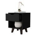 thumbnail image 3 of Black Nightstand With 1 And Functional Open Storage For Bedroom 1 Drawer Versatile Shelf, 3 of 3