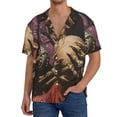 thumbnail image 7 of Lsque Eerie Skull Holding Another print Men's Cuban Collar Short Sleeve Shirt Summer Beachwear Casual Button Down Fashionable Vacation Leisure Shirt-X-Large, 7 of 7