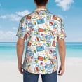 thumbnail image 3 of Lsque Summer Stamp pattern Hawaiian Shirt for Men, Unisex Summer Beach Casual Short Sleeve Button Down Shirts-Medium, 3 of 9