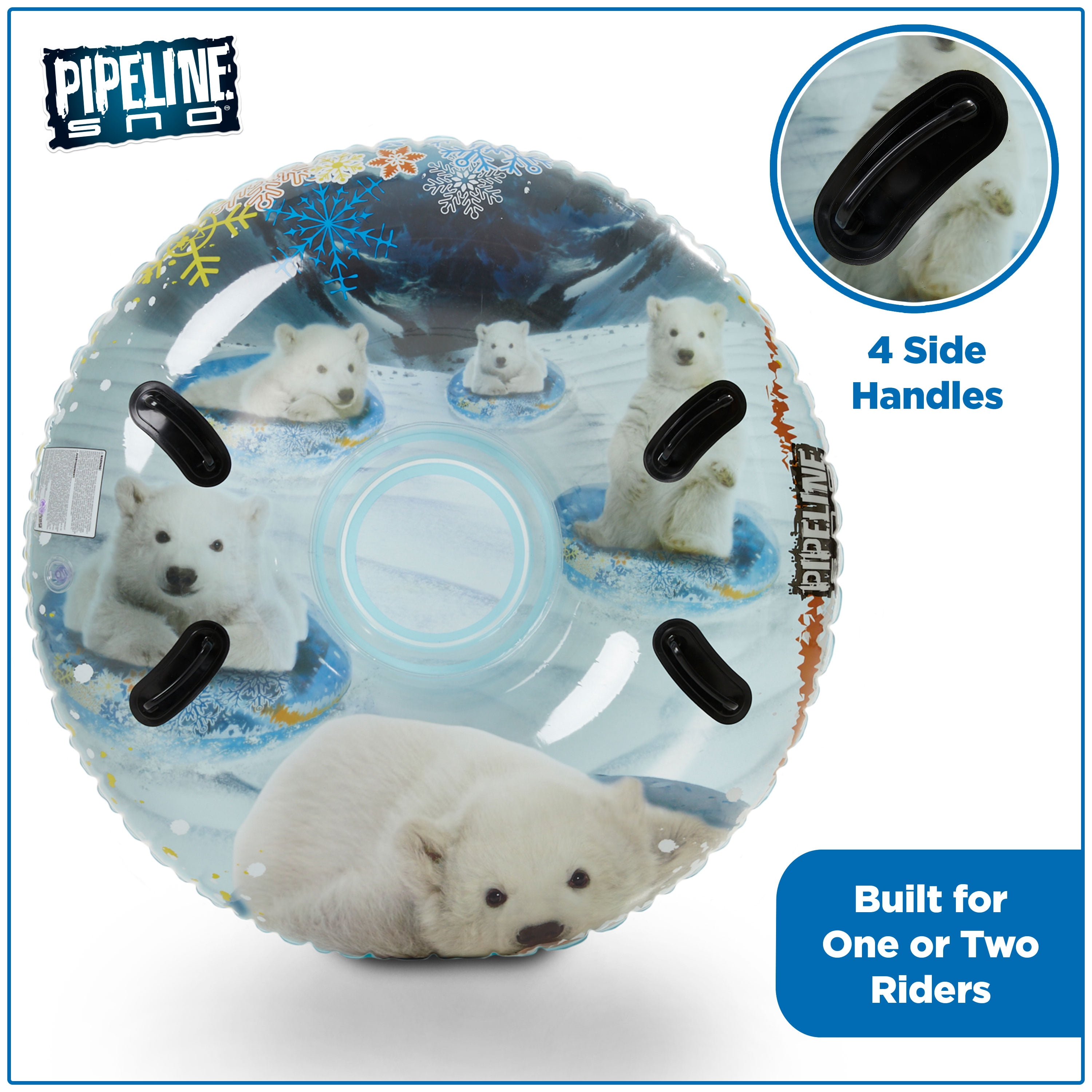 Pipeline Sno 48 in. Inflatable Mega Air Transparent Snow Tube, Polar Bear Sled, PVC Material