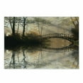 thumbnail image 1 of Landscape Cutting Board, Idyllic Early Morning View Bridge over a River in the Middle of a Misty Forest, Decorative Tempered Glass Cutting and Serving Board, Small Size, Multicolor, by Ambesonne, 1 of 1