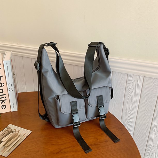 Bolso De Hombro Mujer Correa Ajustable Multi Bolsillos Shopping Gris