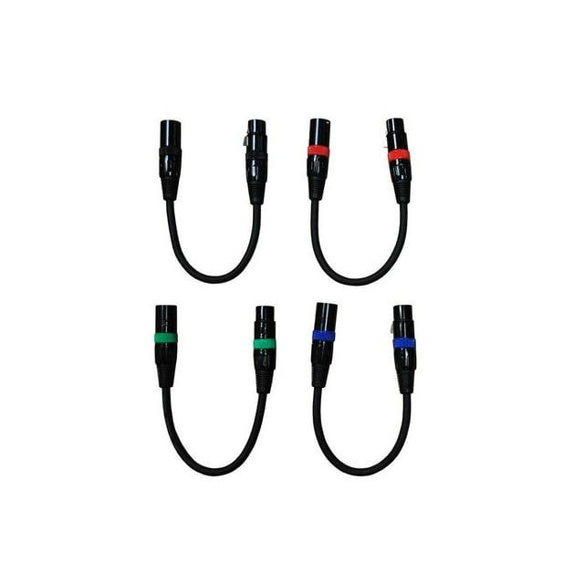 Audio 2000s 4 Pack 1 Ft XLR Male to Female Microphone Cable E02101-E4