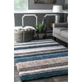 thumbnail image 3 of Drey Striped Shag Area Rug, 3 of 7