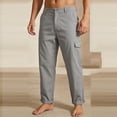thumbnail image 2 of Mens Cotton Linen Golf Dress Pants with Cargo Pocket Classic Fit Flat Front Hidden Expandable Waist No Iron Wrinkle Free Business Casual formal Work to Weekend Big and Tall Size M-3XL Gray, 2 of 6