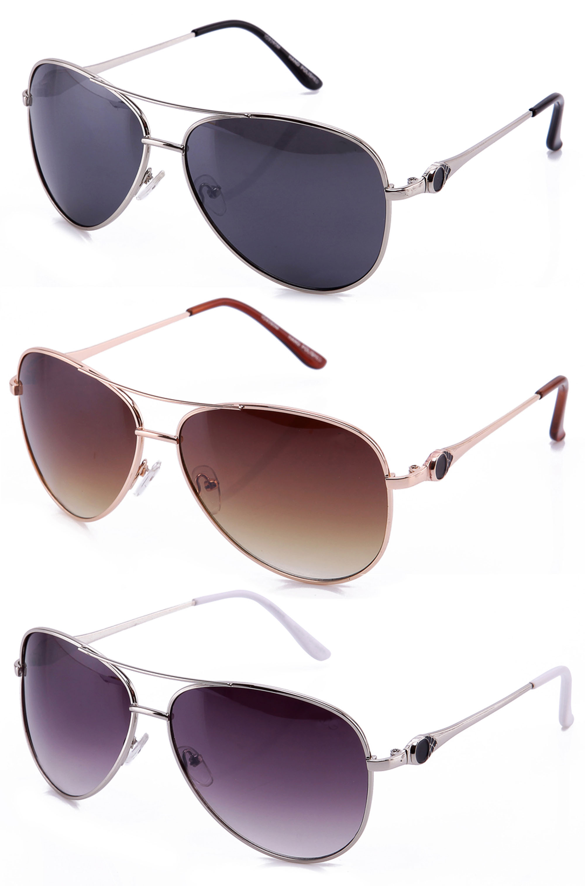3 Packs Metal Frame Aviator Fashion Sunglasses Classic Shape for Men for Women - image 1 of 1