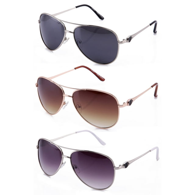 3 Packs Metal Frame Aviator Fashion Sunglasses Classic Shape for Men for Women