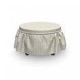 thumbnail image 3 of Quatrefoil Ottoman Cover, Quatrefoil Dot Petals, 2 Piece Slipcover Set with Ruffle Skirt for Square Round Cube Footstool Decorative Home Accent, Standard Size, Brown White, by Ambesonne, 3 of 5