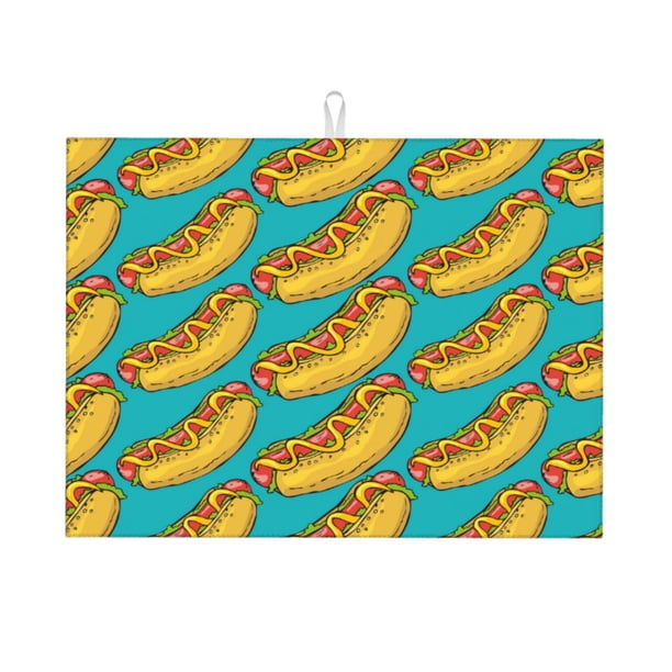 Balery Hot Dogs 8 Alfombrilla de Secado para Cocina, 18x24 Pulgadas, Súper Absorbente para Platos y Encimeras