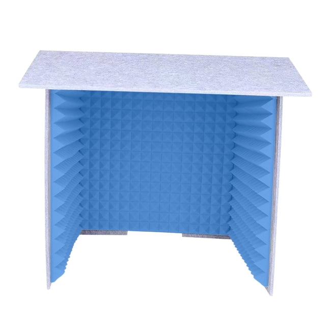 tamizeot Soundproof Booth Studio Sound Recording Foam Panels Blue Soundproof Gray Desktop Cover Gray Blue 60x60cm