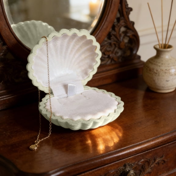 Earring Box Gift Sea Shell Shape Jewelry Box for Earring Ring Necklace Display Storage Organizer Gift Velvet Shell Jewelry Boxs,Jewelry Boxes and Organizers