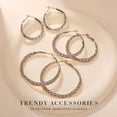 thumbnail image 6 of YOUNGYUE Black Hoop Earrings for Women, Gunmetal Braided Woven Large Oval Hoops, 30/40/50mm, 6 of 7