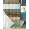 thumbnail image 2 of No Hook Shower Curtain with Snap in Liner, Vintage Sage Green Brown Wood Grain Farm Hotel Shower Curtains for Bathroom, Washable Shower Curtain Liner Set with Mesh Top Window, 72”x78”, 2 of 6