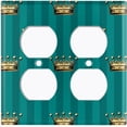 thumbnail image 3 of Metal Light Switch Plate Cover Elegant Yellow Crown Green Striped Damask DAM099, 3 of 13