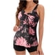 thumbnail image 2 of ICHUANYI Clearance Women's Swimsuit Printed Tank Top Two Piece Bathing Suit With Shorts Swimwear(Pink, S) ICHUANYI WER2023080705199, 2 of 5