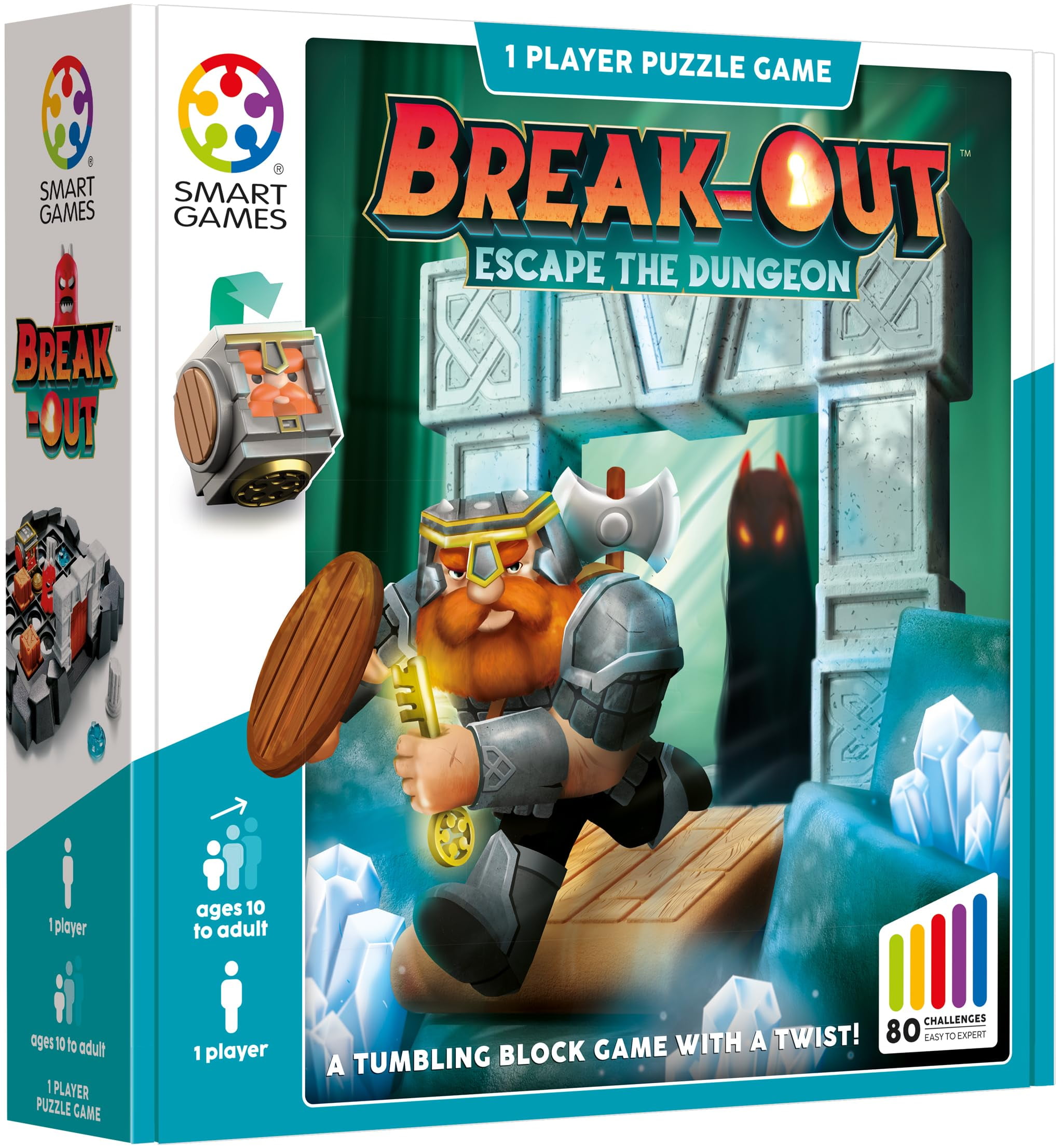 SmartGames Break-Out: A Rolling, Tumbling Block Escape Game with 80 Challenges for Ages 10-Adult