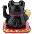 thumbnail image 5 of Gato de la suerte solar con brazo que se mueve Maneki Neko Gato de la fortuna que da la bienvenida Decoración para el hogar Regalos para el coche Amigos (negro), 5 of 5