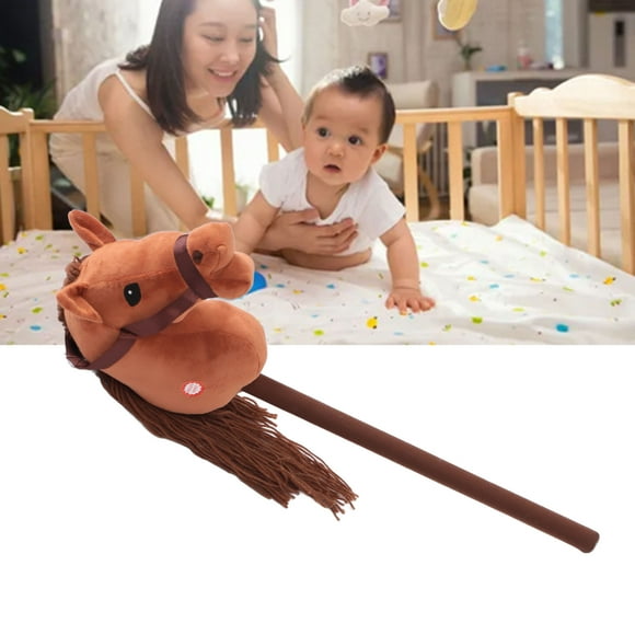 Stick Horse Plush Toy, 70cm Sounds Plush Toy Dark Stick Horse Outdoor Cute Expression 2 Sound Effect Outdoor Stuffed Stick Horse