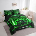 thumbnail image 4 of Feelyou Cartoon Green Gamepad Twin Bedding Sets 7-Piece for Kids, Neon Square Honeycomb Bedding Comforter Set, Modern Video Gamer Reversible Sheet Sets, Super Cozy Room Decor, 4 of 8