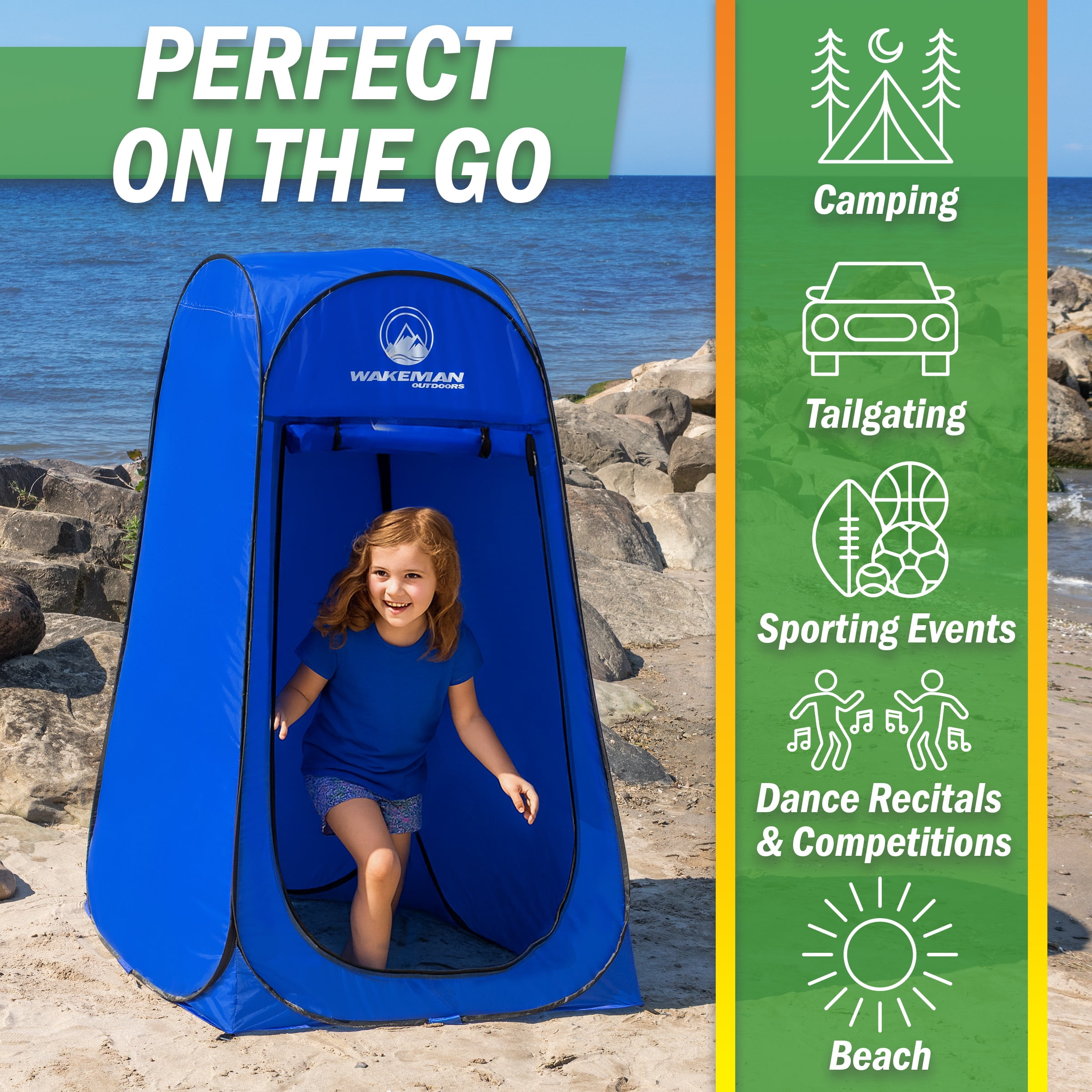 Wakeman Kid Size Pop Up Changing Tent, 3x3x5.2ft Mini Portable Toilet Stall or Dressing Room, Blue