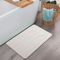 Clearance! Wavy Flow Stone Bath Mat for Bathroom 24" x 15" – Fast Drying Diatomaceous Earth, Non-Slip Shower Stone Bath Mat, Easy to Clean, Large Natural Bathroom Stone Mat White