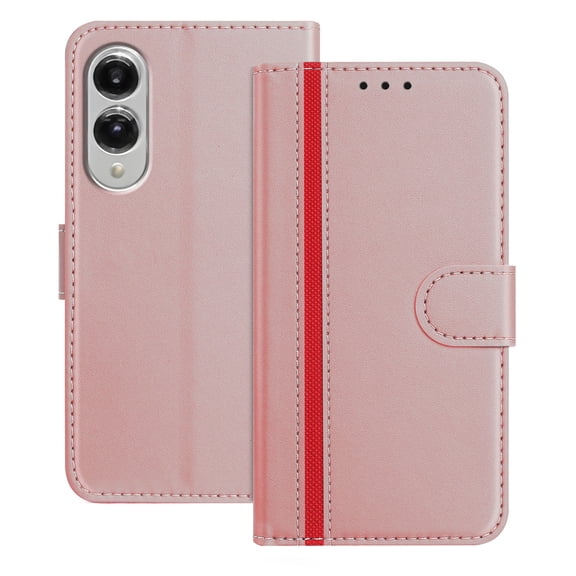 for Samsung Galaxy S25 Edge Case Wallet with Card Holder, Business PU Leather Kickstand Magnetic Closure Shockproof Folio Book Style Protective Purse Cover Case for Samsung Galaxy S25 Edge, Rosegold