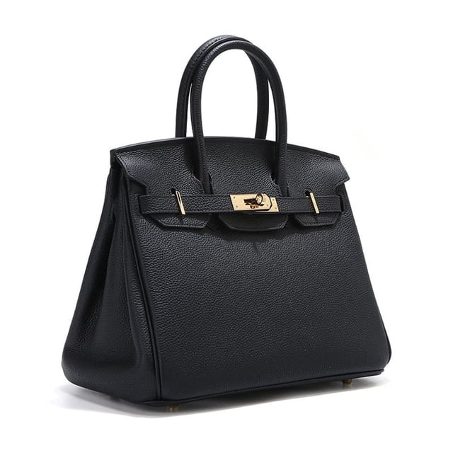 Sac à Main Élégant pour Femmes - Cuir de Vachette Premium, Style Polyvalent pour Toute Occasion, Sophistication Intemporelle & Mode-30cm-Noir