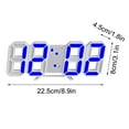 thumbnail image 3 of LED Digital Wall Clock with Date & Temperature Display - USB Powered, Auto Brightness, Alarm Snooze - 12 24H Format, Table or Wall Mount - 22.5x4.5x8.5cm Acrylic Modern Clock for Home & Office, 3 of 5