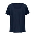 thumbnail image 5 of GaThRRgYP Tops for Women Trendy Summer,Ladies' Loose Casual Solid Color Collar Button Long Sleeved Shirt Navy XXL, 5 of 6