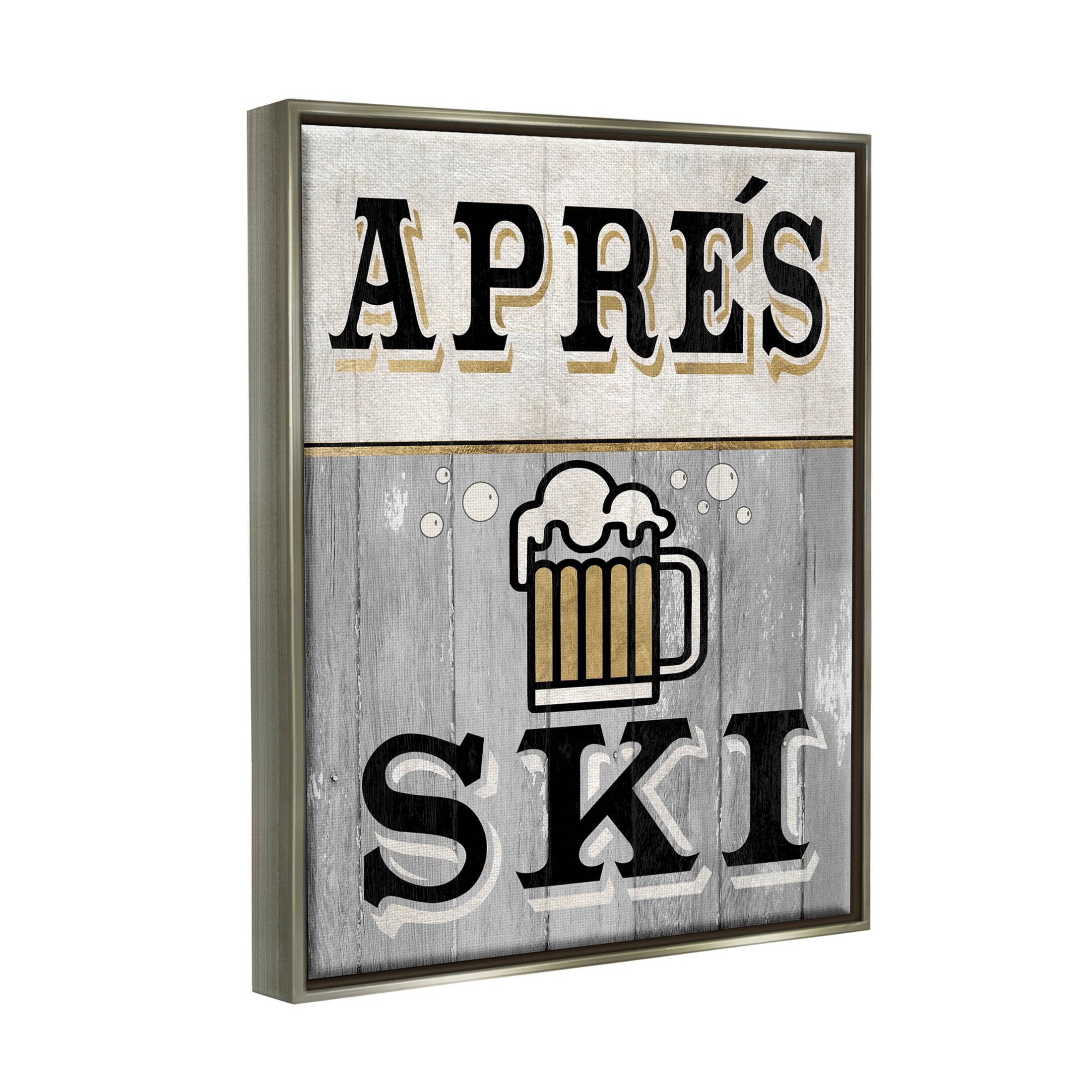 Stupell Industries Apres Ski Beer Brew Graphic Art Luster Gray Floating Framed Canvas Print Wall Art, Design by Livi Finn