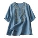 thumbnail image 2 of Blusa de Algodón y Lino con Botones Fiudx Informal Estampado Mujer, 2 of 7