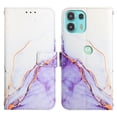 thumbnail image 2 of Allytech Moto Edge 20 Lite Case Wallet,Stylish Marble Folding Kickstand Full Body Protection Shockproof Cards Pocket Wrist Strap Wallet Cover for Motorola Moto Edge 20 Lite - White Purple, 2 of 7