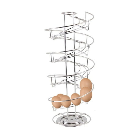 

Thinsont Spiral Design Metal Egg Skelter Convenient Egg Dispenser Rack Silver Coffee Holder Multifunctional Double Base Storage Display Holder Basket for Countertop Kitchen