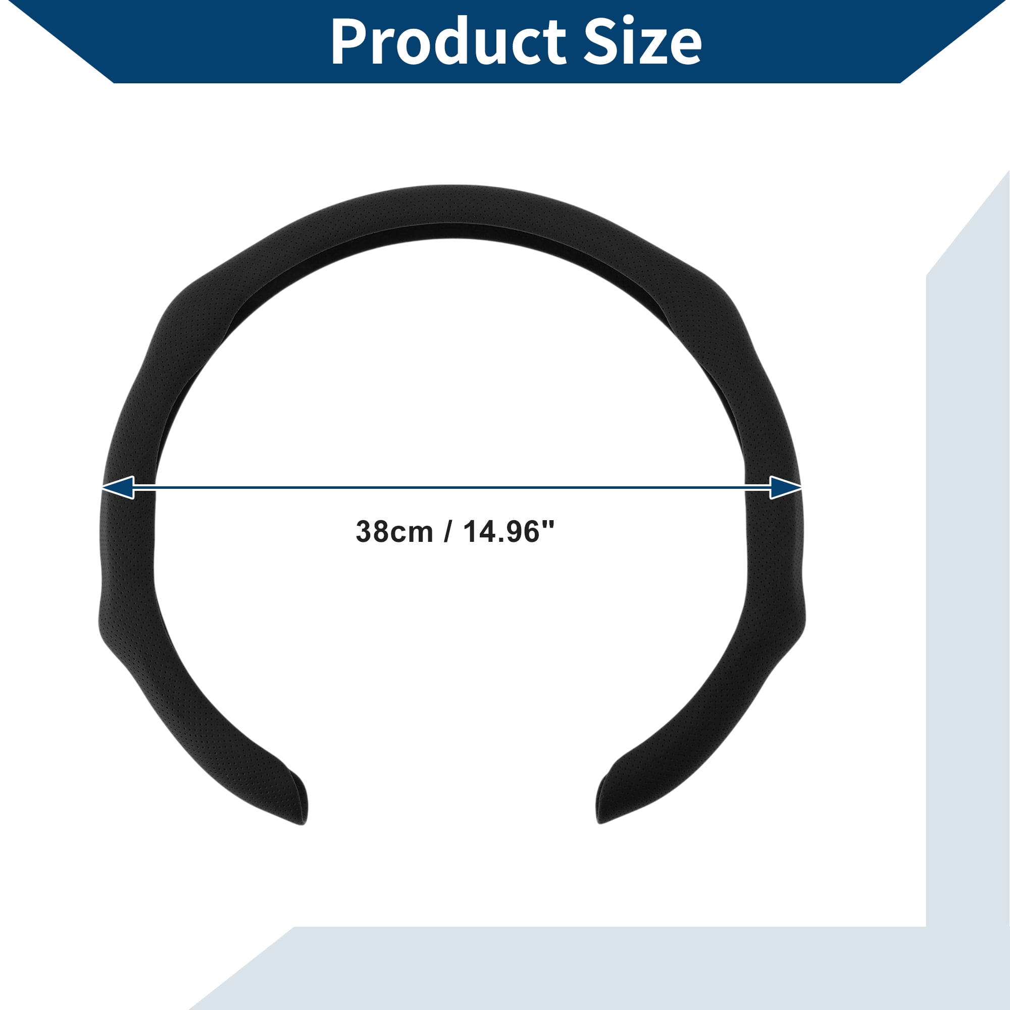 Unique Bargains PU Leather Steering Wheel Cover 14.96" Black