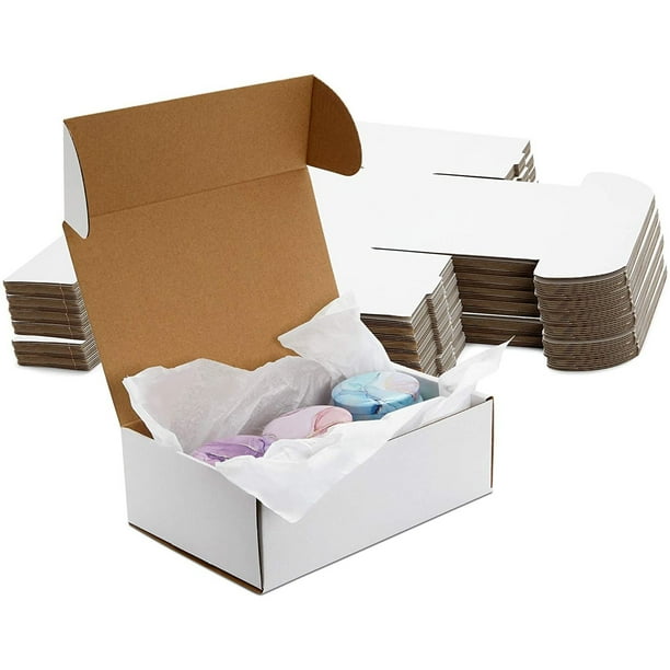 50 Pack White Corrugated Mailers Boxes 3" x 9" x 6" Kraft Small Mailing