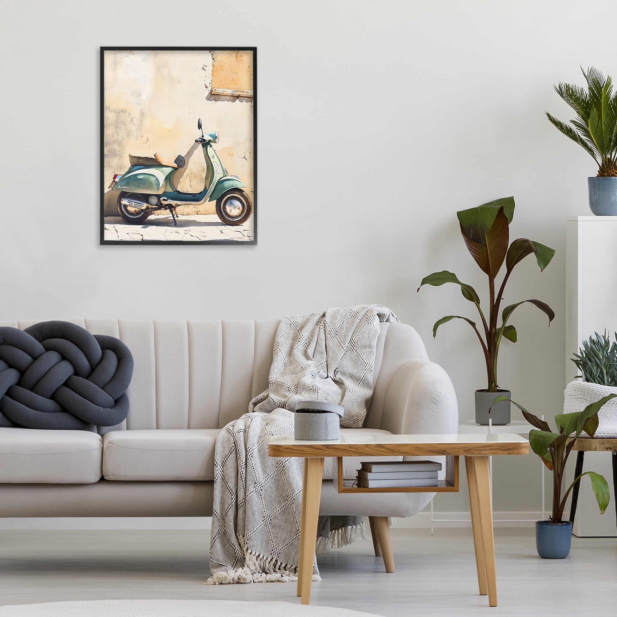 Stupell Industries Vintage Scooter on Italian Street Black Framed Giclee Art, design by LSR Design Studio