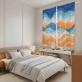 thumbnail image 3 of Orange Blue Ocean Waves Kitchen Curtains 63 Inch Length, Summer Beach Coastal Abstract Tiers Curtains for Living Room Berdoom Bathroom, Light Filtering Drapes Window Treatment 2 Panels 42"Wx63"L, 3 of 8
