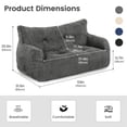 thumbnail image 3 of PamapicLife 2-Person Chill Plush Corduroy Bean Bag Sofa, Gray, 3 of 9