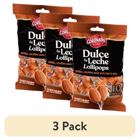 (3 pack) Coronado Cajeta Dulce De Leche Lollipops with Goat's Milk, 10 Count Bag