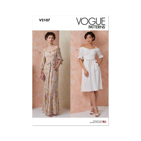 Vogue Sewing Pattern 2107 - Misses' Dress in Two Lengths, Size: H5 (6-8-10-12-14)