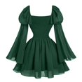 thumbnail image 5 of Rggeeun Halloween for Women Renaissance Women Corset Dress Square Neck Long Sleeve Gothic Dress Daily Wear Stylish,Green,Xl, 5 of 5