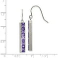 thumbnail image 4 of Stainless Steel Polished With Purple Cz Dangle Shepherd Hook Earrings (39.2 X 5.4) Made In China sre1364, 4 of 5