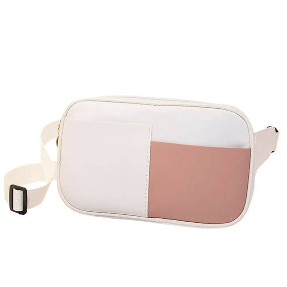 New Contrast Square Women Chest Bag Casual Crossbody Bag Change Bag Leather Tote Bag for Women Zipper