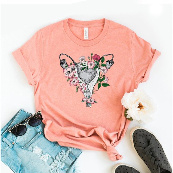 Floral Uterus T-shirt Feminism Shirt Empowered Women Gift Women's Rights Tee Pro Choice Top Hippie Girl Power Shirts Mom Don't Tread On Me Rattlesnake