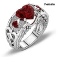thumbnail image 1 of Anillo para parejas con rubíes en forma de corazón para hombres y mujeres, 1 of 4