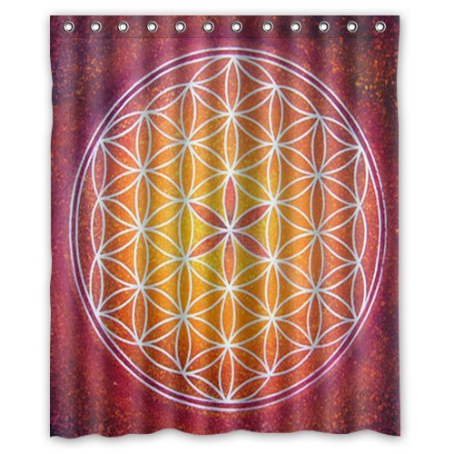 ABPHQTO Símbolo de geometría sagrada Flor de la vida Fondo Cortina de ducha Cortina de ducha impermeable 150x180 cm