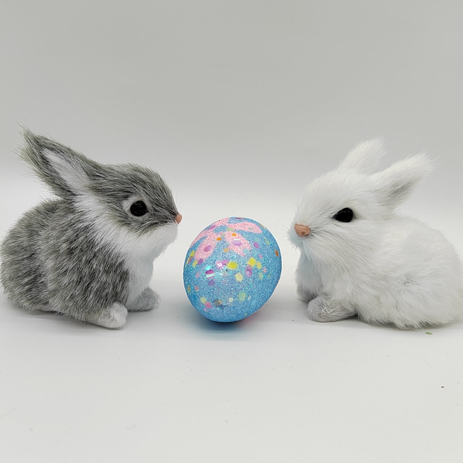 2pcs 2.76in Realistic Cute Plush Rabbits Fur Lifelike Animal Easter Bunny Simulation Toy Gift Decorations，Style 4