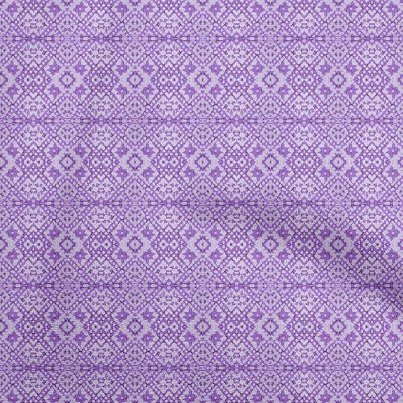 oneOone Cotton Flex Purple Fabric Asian Ikat Sewing Fabric By The Yard Printed Diy Clothing Sewing Supplies 40 Inch Wide